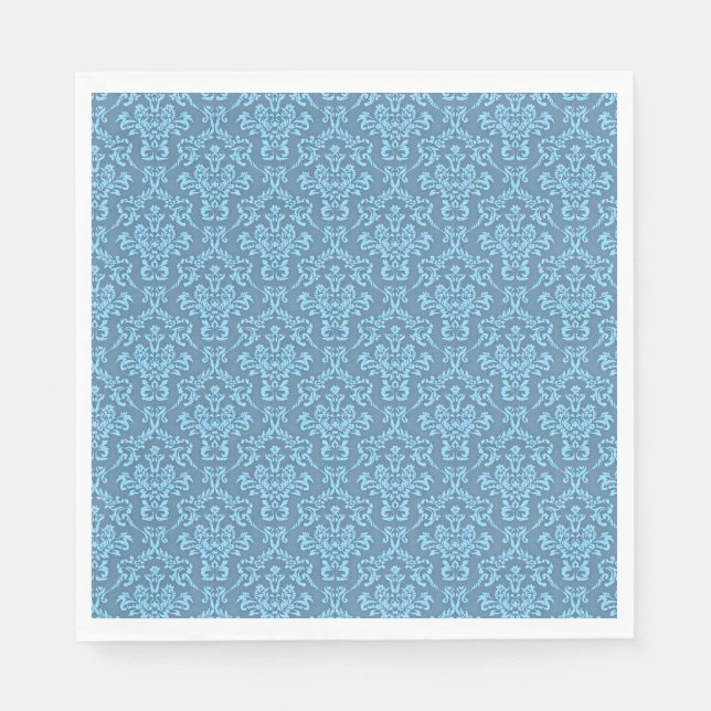 Serviette En Papier Motif damassé bleu (Devant)