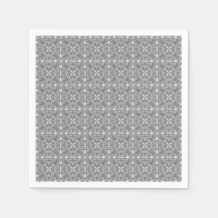 Serviette En Papier Motif damassé médiéval, gris argent