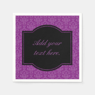 Serviette En Papier Motif damassé violet vintage avec texte personnali