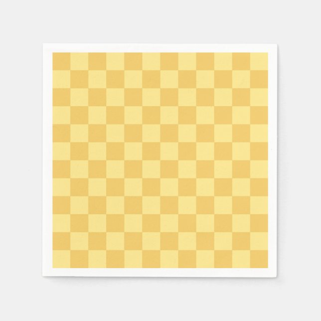 Serviette En Papier Motif damier jaune (Devant)