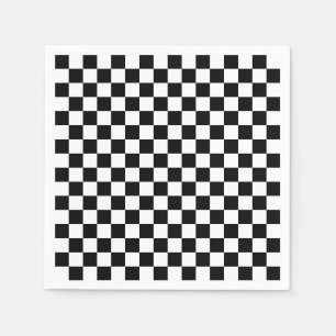 Serviette En Papier Motif damier noir et blanc