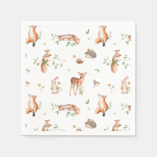 Serviette En Papier Motif d'amis animaux de bois mignon