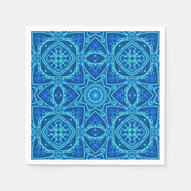 Serviette En Papier Motif d'aquarelle Abstrait - Denim Blue (Devant)