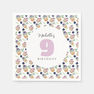 Serviette En Papier Motif d'aquarelle Blueberry Cupcakes
