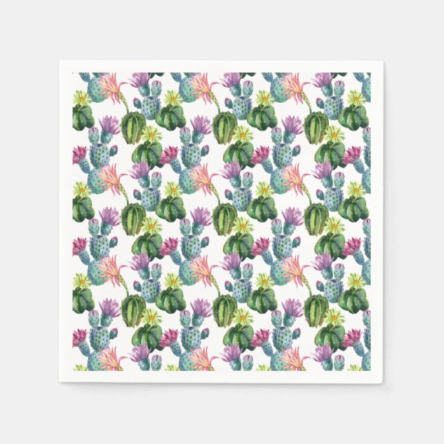 Serviette En Papier Motif d'aquarelle Cactus Art (Devant)