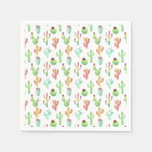 Serviette En Papier Motif d'aquarelle Cactus Pastel