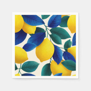 Serviette En Papier Motif d'aquarelle citron et bleu Feuille