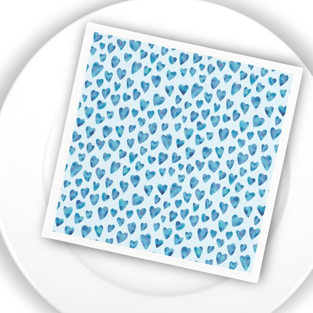 Serviette En Papier Motif d'aquarelle du coeur bleu (Créateur téléchargé)