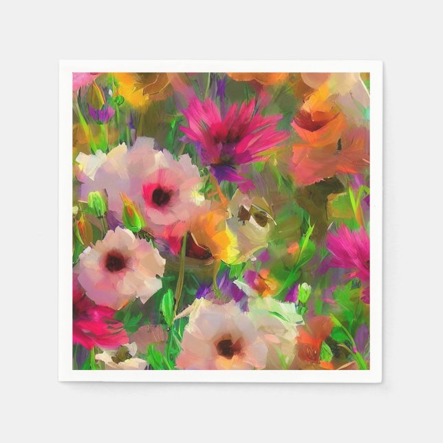 Serviette En Papier motif d'aquarelle fleurie colorée (Devant)