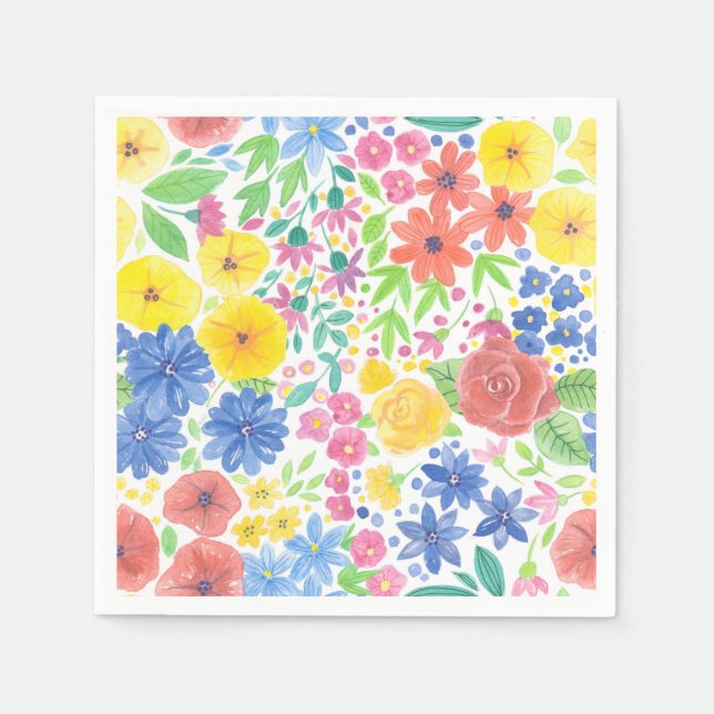 Serviette En Papier Motif d'aquarelle florale (Devant)