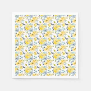 Serviette En Papier Motif d'aquarelle jaune et bleu