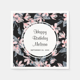 Serviette En Papier Motif d'aquarelle rose et gris