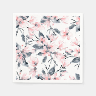 Serviette En Papier Motif d'aquarelle rose et gris