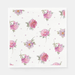 Serviette En Papier Motif d'aquarelle rose romantique