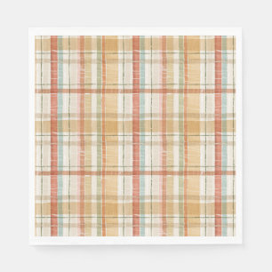 Serviette En Papier Motif d'aquarelle Rustique Plaid Automne