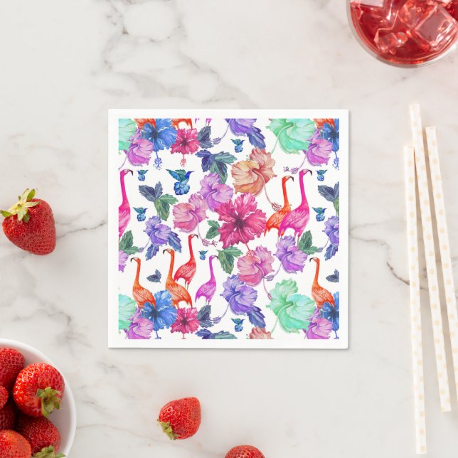 Serviette En Papier Motif d'aquarelle tropicale (En situation)