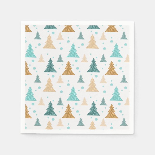 Serviette En Papier Motif d'arbre à neige (Devant)