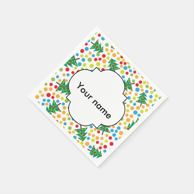 Serviette En Papier Motif d'arbres de Noël (Coin)
