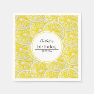 Serviette En Papier Motif d'art aquarelle de tranches de citron
