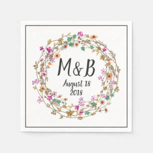 Serviette En Papier Motif d'art de couronne florale de style de pays p