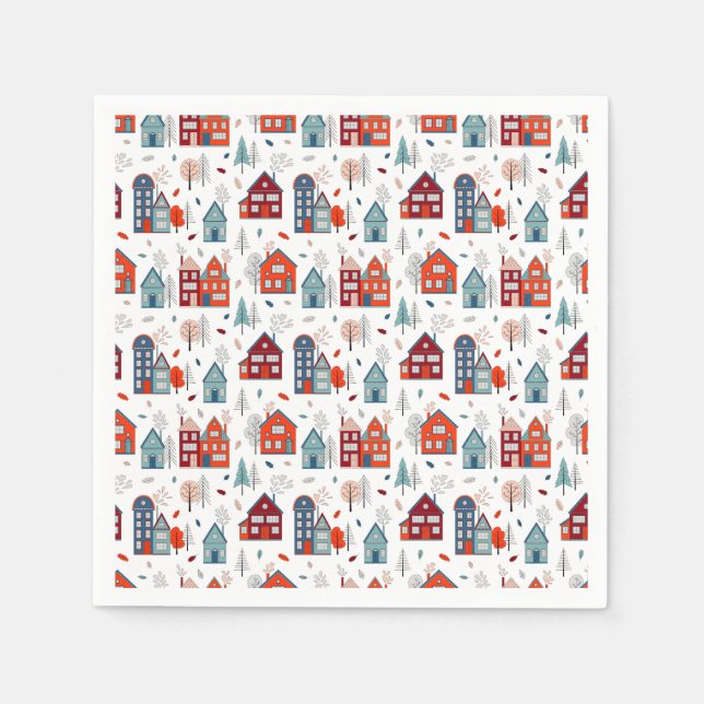 Serviette En Papier Motif d'art populaire de la Maison scandinave (Devant)