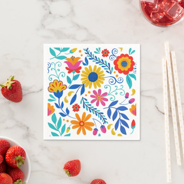 Serviette En Papier Motif d'art populaire mexicain (En situation)