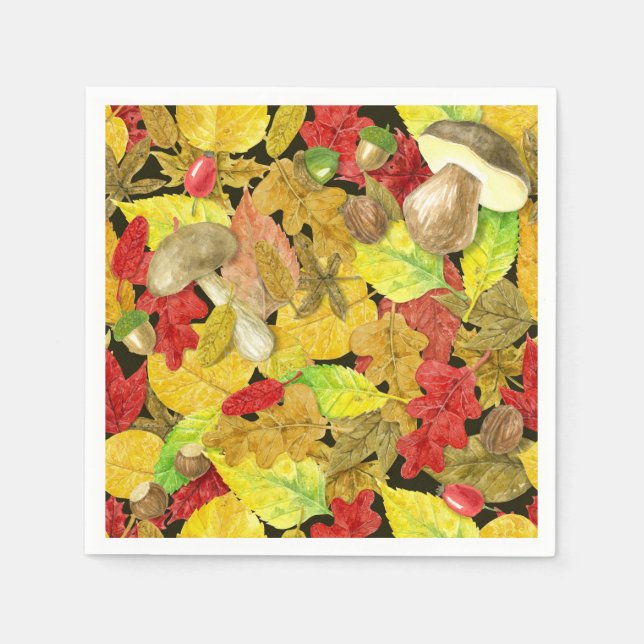Serviette En Papier Motif d'automne aquarelle (Devant)