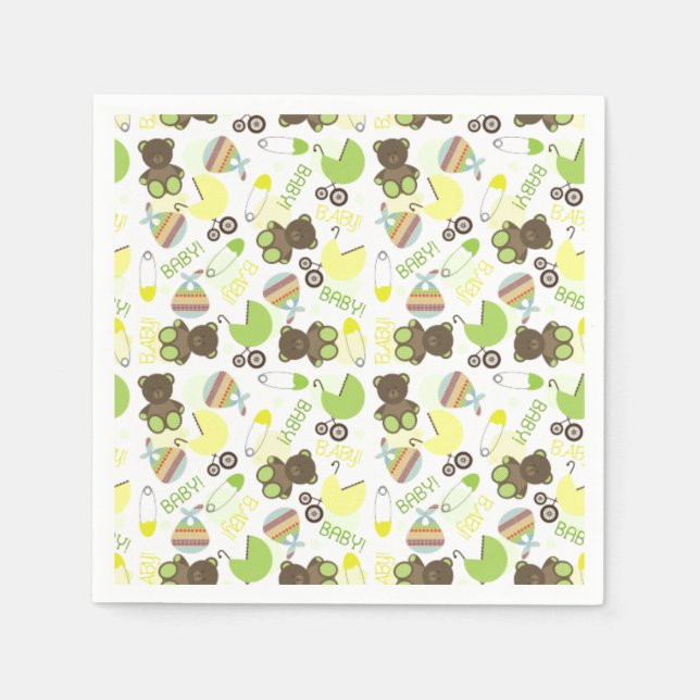 Serviette En Papier Motif de Baby shower neutre (Devant)