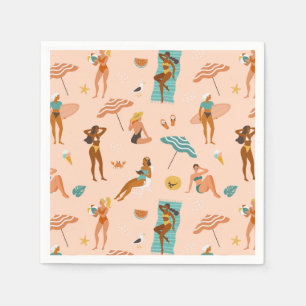 Serviette En Papier Motif de bains de soleil de plage