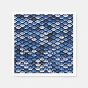 Serviette En Papier Motif de balance de poisson bleu cobalte métalliqu