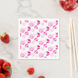 Serviette En Papier Motif De Baleines, Beaux Baleines, Baleines Roses