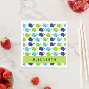 Serviette En Papier Motif De Baleines, Beaux Baleines, Votre Nom