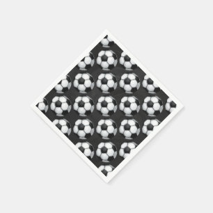 Serviette En Papier Motif de balle de football noir et blanc