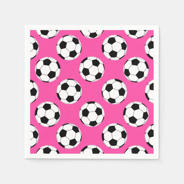 Serviette En Papier Motif de balle de football rose (Devant)