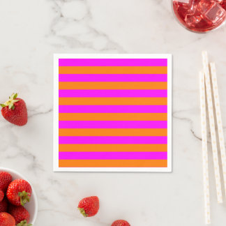 Serviette En Papier Motif de bande rose chaud orange brillant moderne