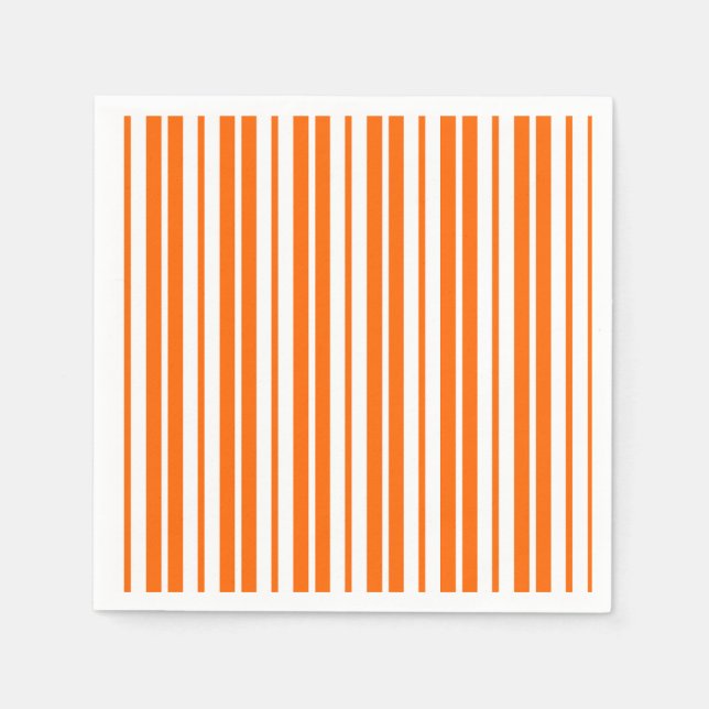 Serviette En Papier Motif de bandes verticales blanches orange (Devant)