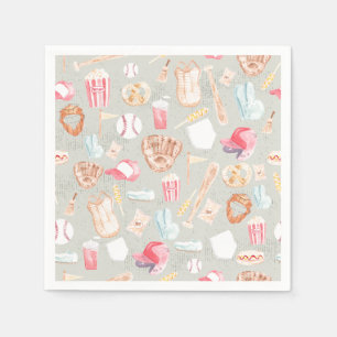 Serviette En Papier Motif de base-ball Watercolor