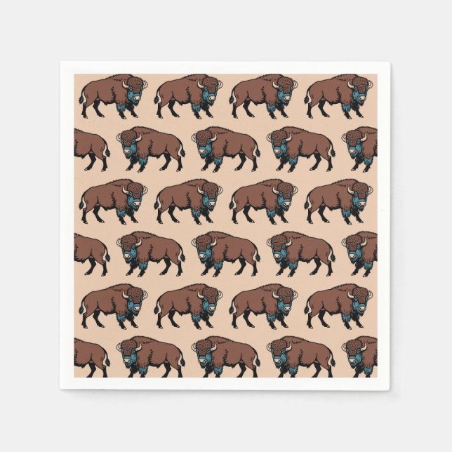 Serviette En Papier Motif de bison de Buffalo (Devant)