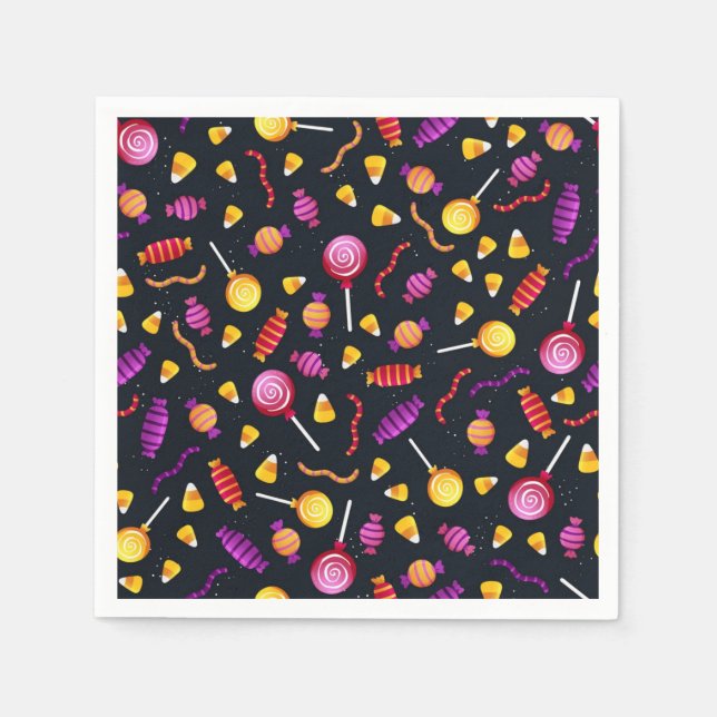 Serviette En Papier Motif de bonbons d'Halloween (Devant)
