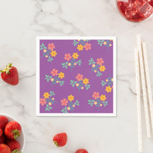 Serviette En Papier Motif de bouquet Retro Daisy en violet