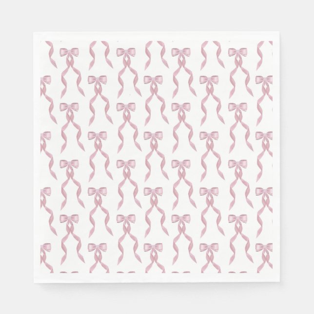 Serviette En Papier Motif de Bow rose Aquarelle (Devant)