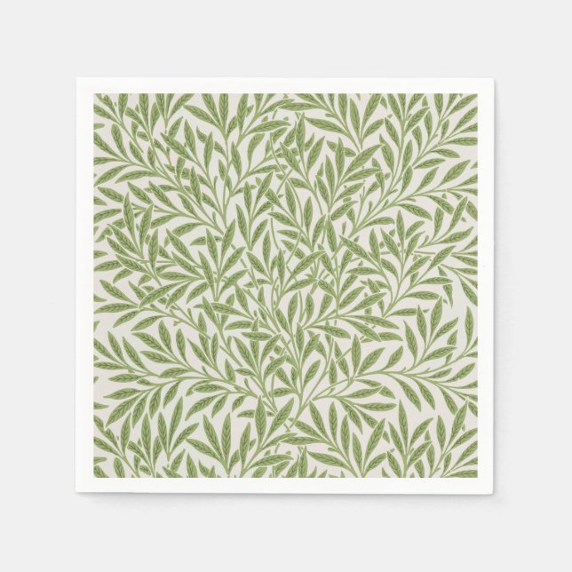 Serviette En Papier Motif de branches feuillues vertes  (Devant)