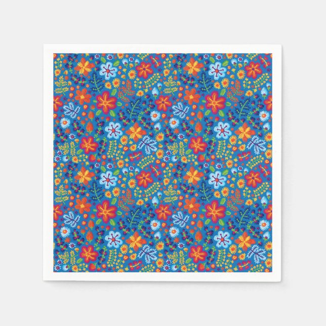 Serviette En Papier Motif de broderie florale (Devant)