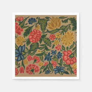 Serviette En Papier Motif de broderie florale au crewel vintage
