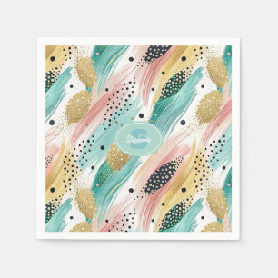 Serviette En Papier Motif de brosse et de point Abstrait - Gold Accent