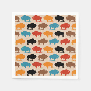 Serviette En Papier Motif de Buffalo du sud-ouest coloré