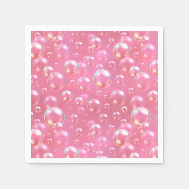 Serviette En Papier Motif de bulles roses (Devant)
