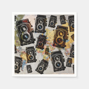 Serviette En Papier Motif de caméra Vintage voyage