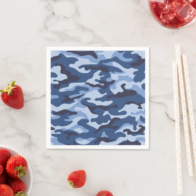 Serviette En Papier Motif de camouflage bleu foncé (En situation)