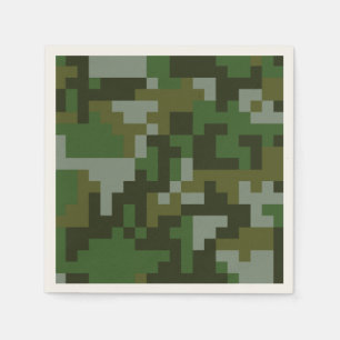 Serviette En Papier Motif de camouflage Pixel Woodland
